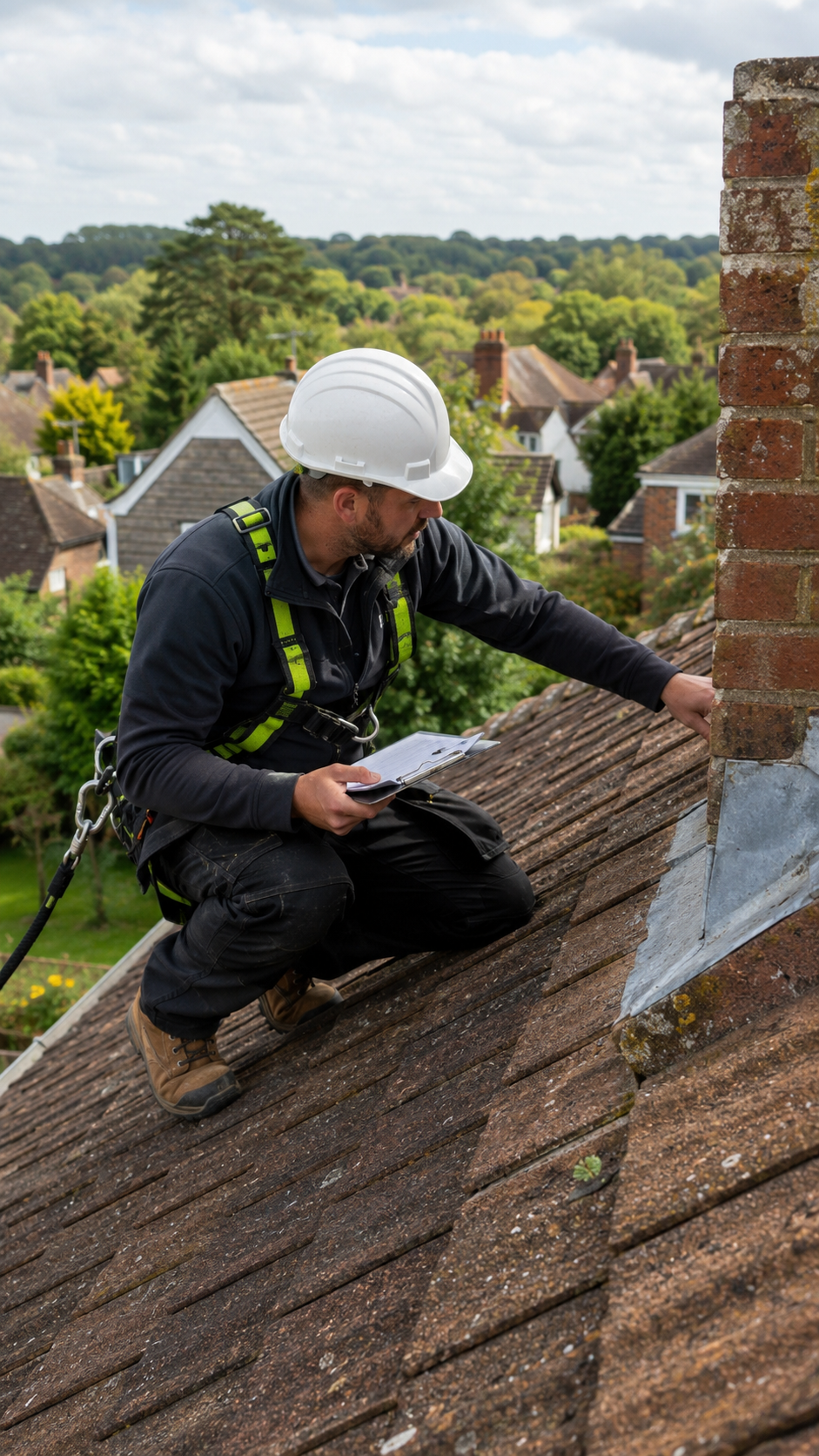 True Shield roofer carrying out a detailed roof inspection at a residential property in Kent
